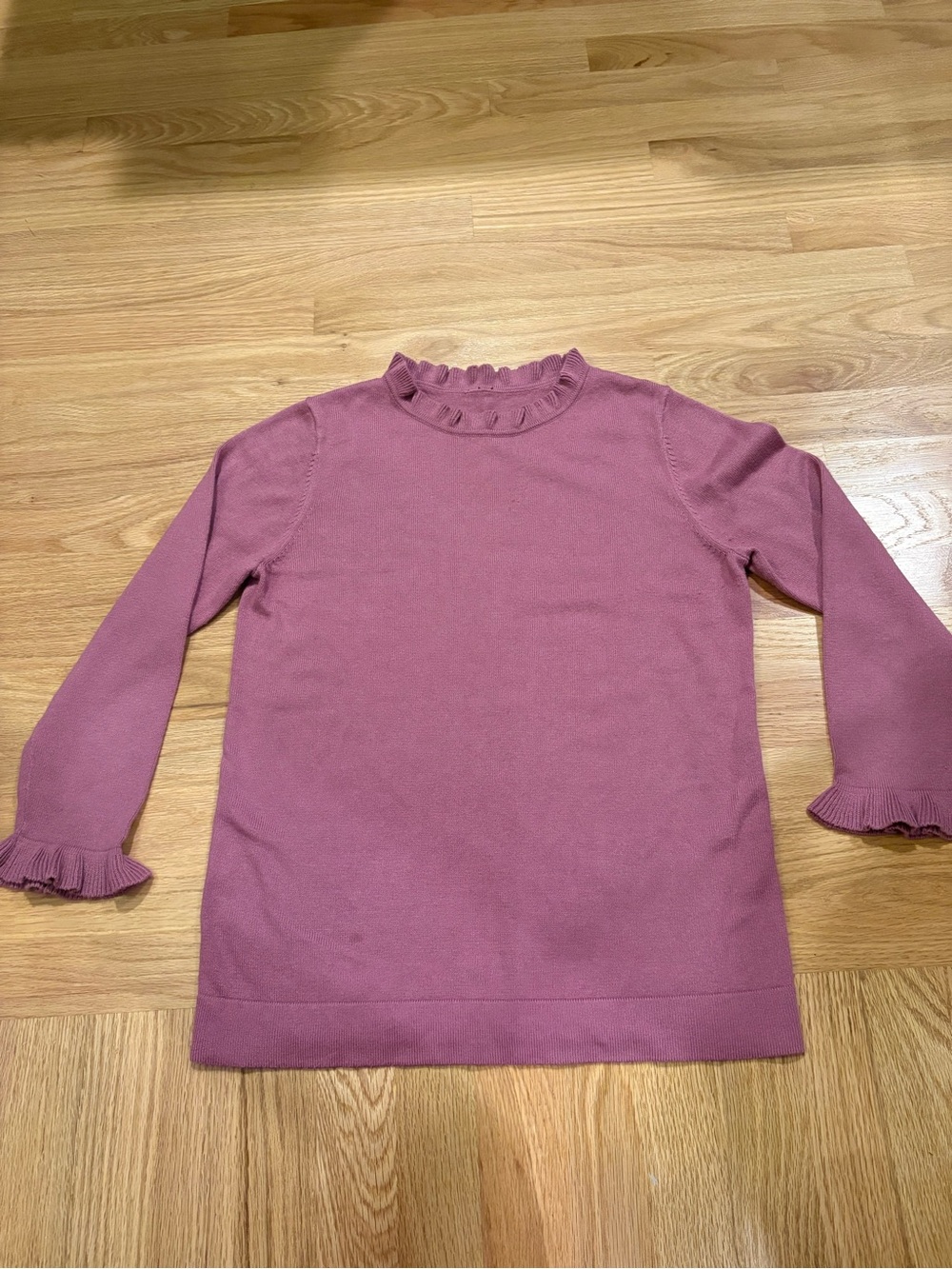 Ann Taylor Ruffle-Neck 3/4 Ruffle Sleeve Sweater in Dusty Rose Sz M